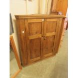 A 19th century pine wall hanging corner cupboard