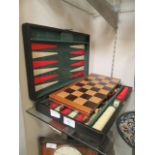 A game set comprising of checkers, backgammon, chess,