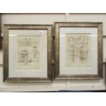 A pair of framed and glazed prints of Venetian scenes signed bottom right A.