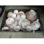 A tray of ceramic tea ware, bowls etc.