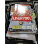 A tray containing collectors football magazines