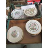 Two trays of decorative plates to include Indian Tree