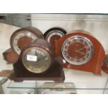 Four mid-20th century mantle clocks