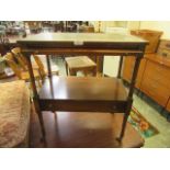 A reproduction mahogany hall table with pull-out side,