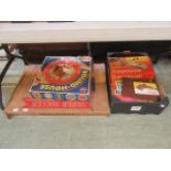 A boxed game 'Roundhouse' together with a tabletop soccer set together with a tray of assorted