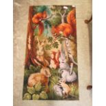 A squirrel patterned rug