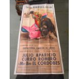 A folded Spanish advertising poster