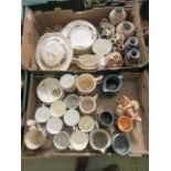 Two trays of ceramic ware to include coronation mugs, part dinner service,