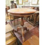 A reproduction circular pedestal topped occasional table