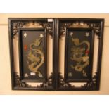 Two reproduction Chinese plaques of dragons