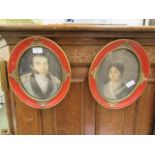 A pair of framed and glazed 18th century style prints of lady and gentleman