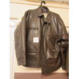 A brown leather gents coat