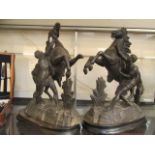 A pair of spelter figures of rearing horses