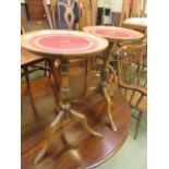 A pair of reproduction mahogany wine tables