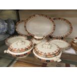A part early 20th century set of tableware to include meat plates, tureens, jug etc.