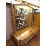 A mahogany inlaid toilet swing mirror with two trinket drawers
