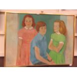 A mid-20th century oil on canvas of young children signed bottom left