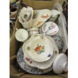 A tray of decorative table ware to include bowls, cups, saucers etc.