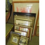A large selection of framed and glazed watercolours and prints of various subjects