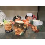 Six Royal Doulton character jugs