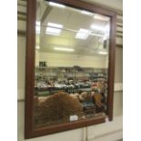 A mahogany inlaid framed bevelled glass wall mirror