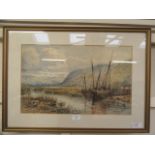 John Syer (1844-1912), Two boats moored on a river, signed and dated 1887, watercolour,