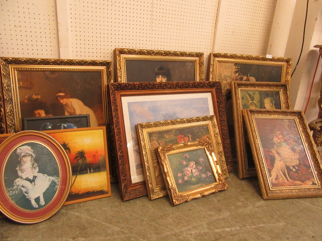 A large quantity of modern ornate gilt framed prints of young ladies, still life etc. - Image 2 of 2