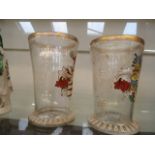 Two German crested glass beakers