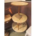 Three marble effect gilt legged circular topped occasional tables