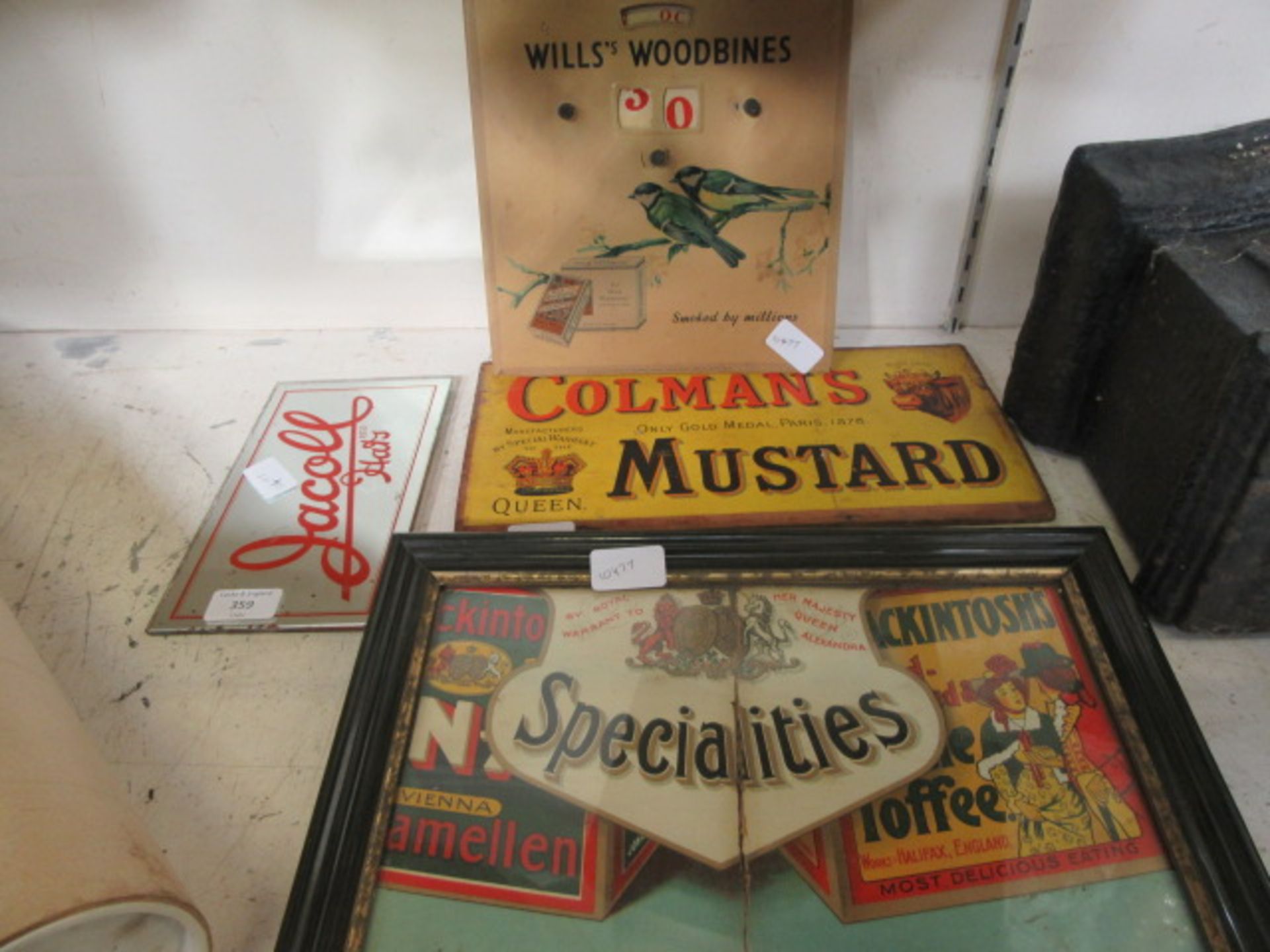A selection of advertising ephemera to include Colman's Mustard, Will's Woodbine,