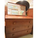 A mid-20th century teak dressing table with three drawers and mirror to back