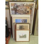 A selection of framed and glazed prints, photographs,