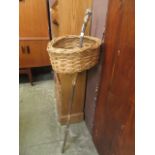 A wicker mushroom basket on stick