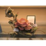 A Boehm of Malvern ceramic model of rose in bowl with certificate (A/F)