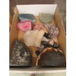 A box containing a selection of geodes