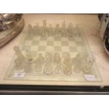 A glass chess set