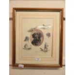 A framed and glazed limited edition print of gun dog