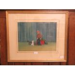 A framed and glazed oil of clown and dog signed J.