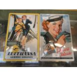 Two reproduction enamel signs one for Lufthanse German Airlines and Player's cigarettes