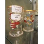 Two German crested glass beakers