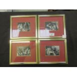 A collection of four framed and glazed cash's silks