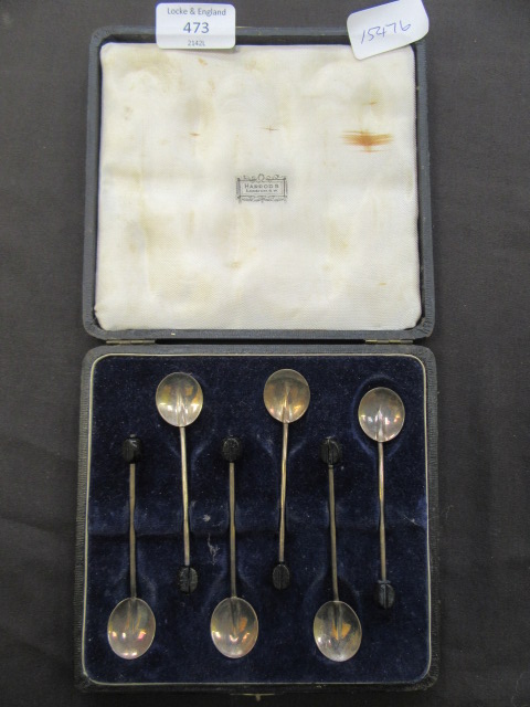 A cased set of six silver hallmarked bean spoons approx weight;