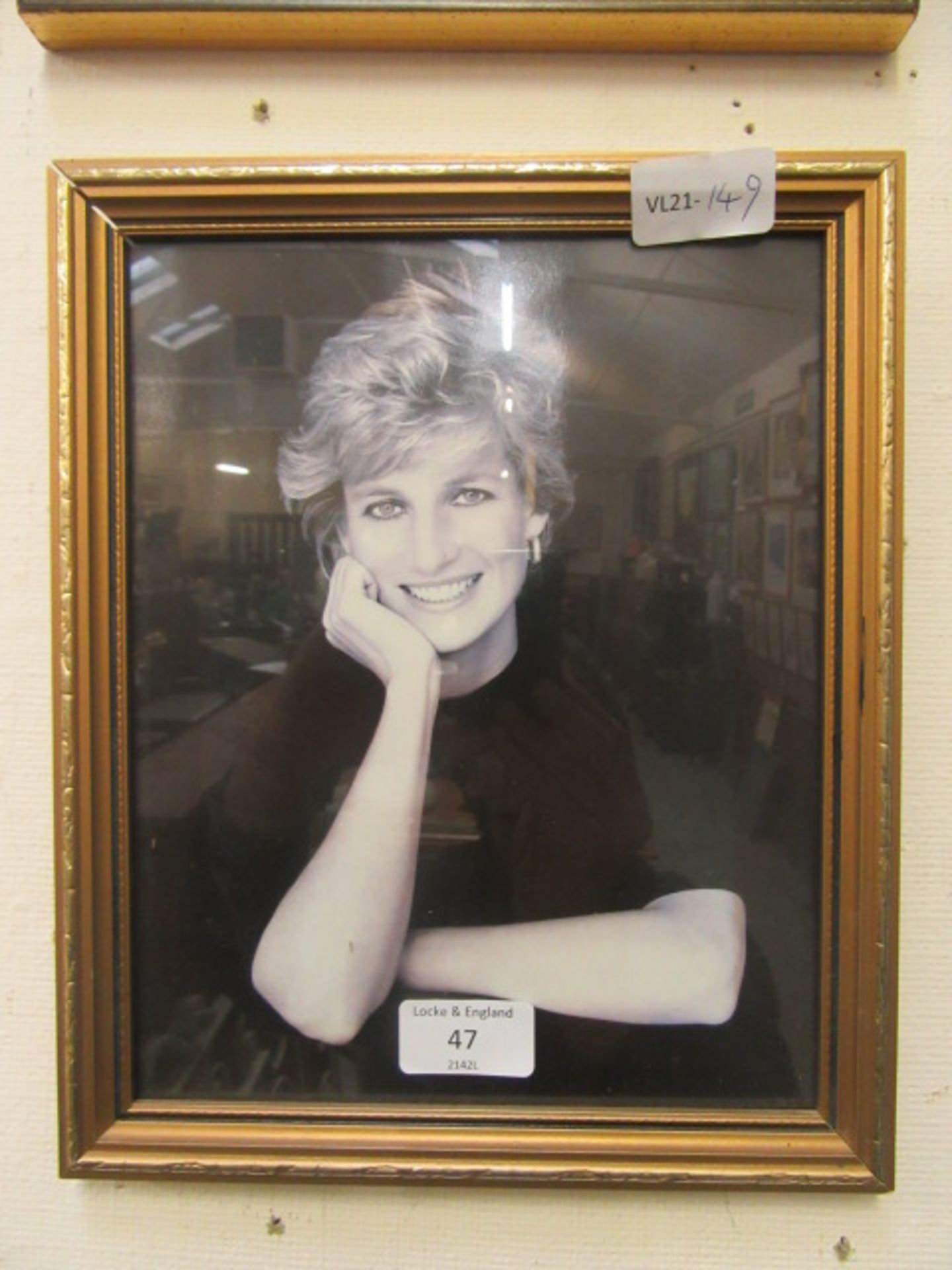 A framed and glazed photographic print of princess Diana