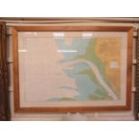 A framed and glazed map titled "the approaches to Liverpool"