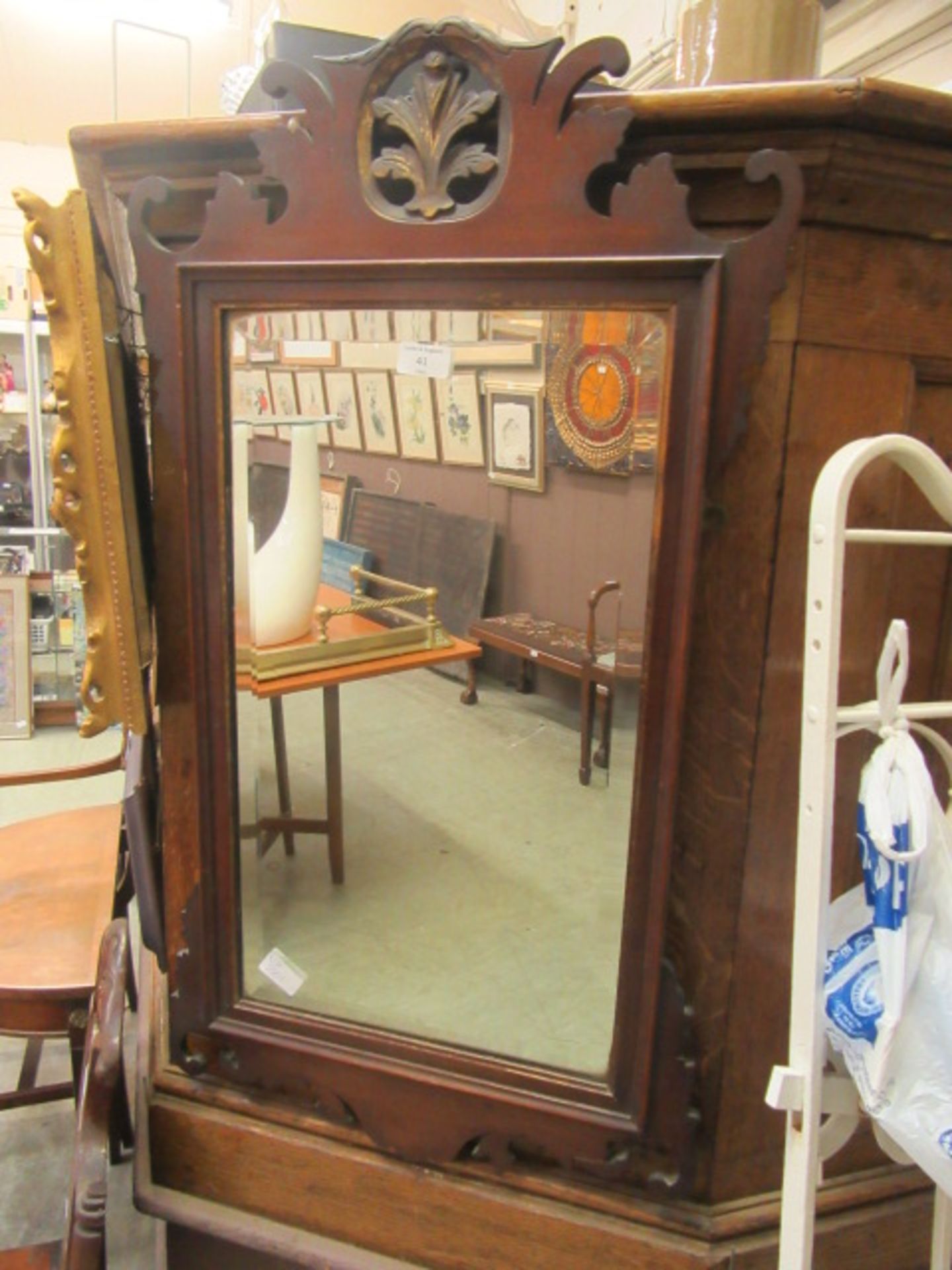 A Georgian style mahogany fretwork bevel glass mirror