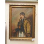 A framed oil on canvas of elderly gentleman signed top right