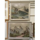 Two framed oil on canvases of mountain scenes signed Born