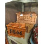 Three Fortnum and Mason wicker baskets