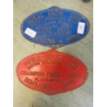 Two cast aluminium prize plaques from 'The Royal Show' 1991