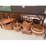 A large selection of wicker baskets,